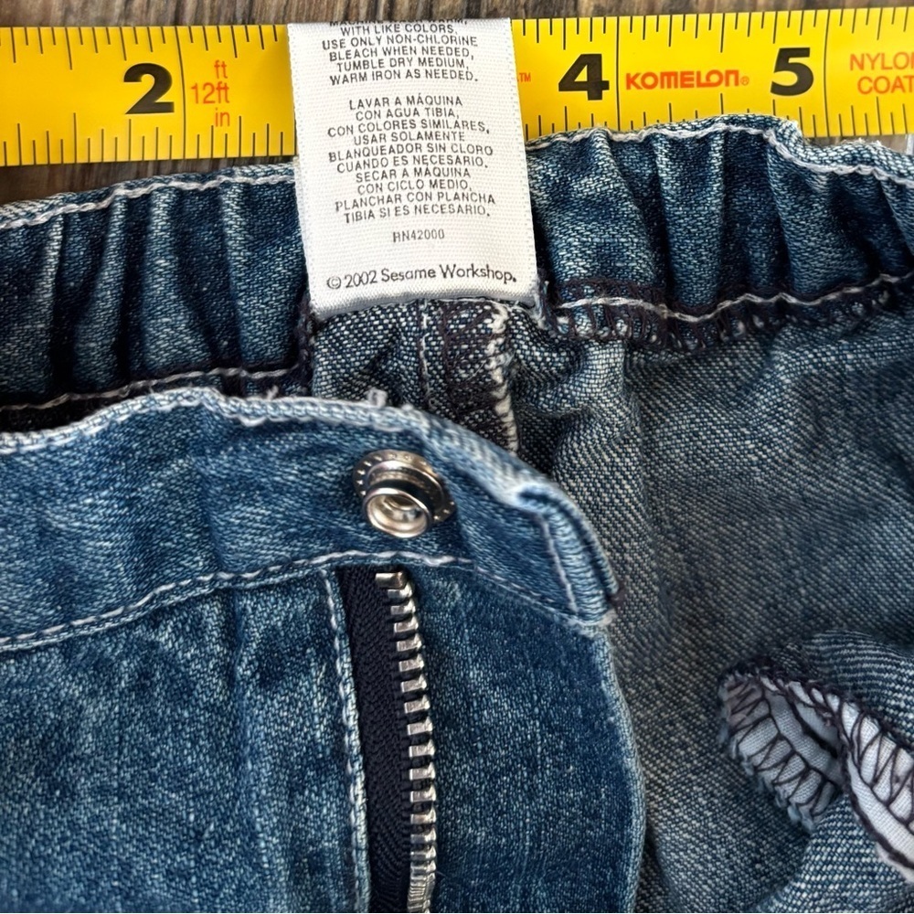 Vtg 2002 Sesame Street Jeans Size 6/9 Months Blue Rainbow Thread Hems Flowers - Picture 4 of 9